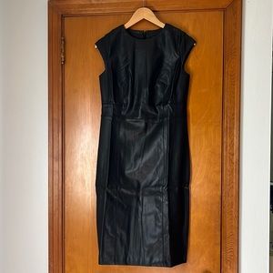 Faux Leather Cap Sleeve Sheath Dress